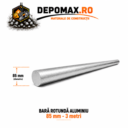 Bara rotunda aluminiu 85 mm, 3 metri, EN AW-6082